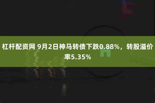 杠杆配资网 9月2日神马转债下跌0.88%，转股溢价率5.35%